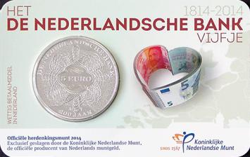 De Nederlandse Bank DNB Vijfje 2014 Coincard UNC